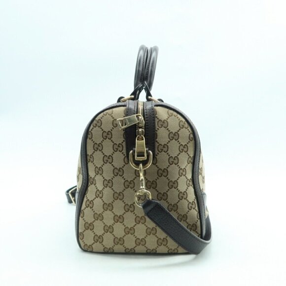 100% Authentic GUCCI Boston Brown Canvas Satchel Bag - Picture 3 of 12